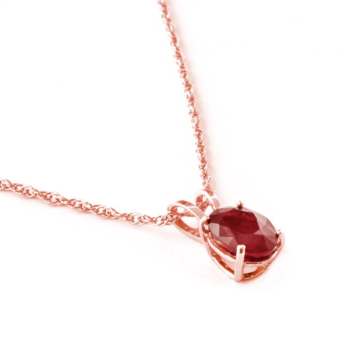 1 Carat 14K Solid Rose Gold Necklace Natural Ruby
