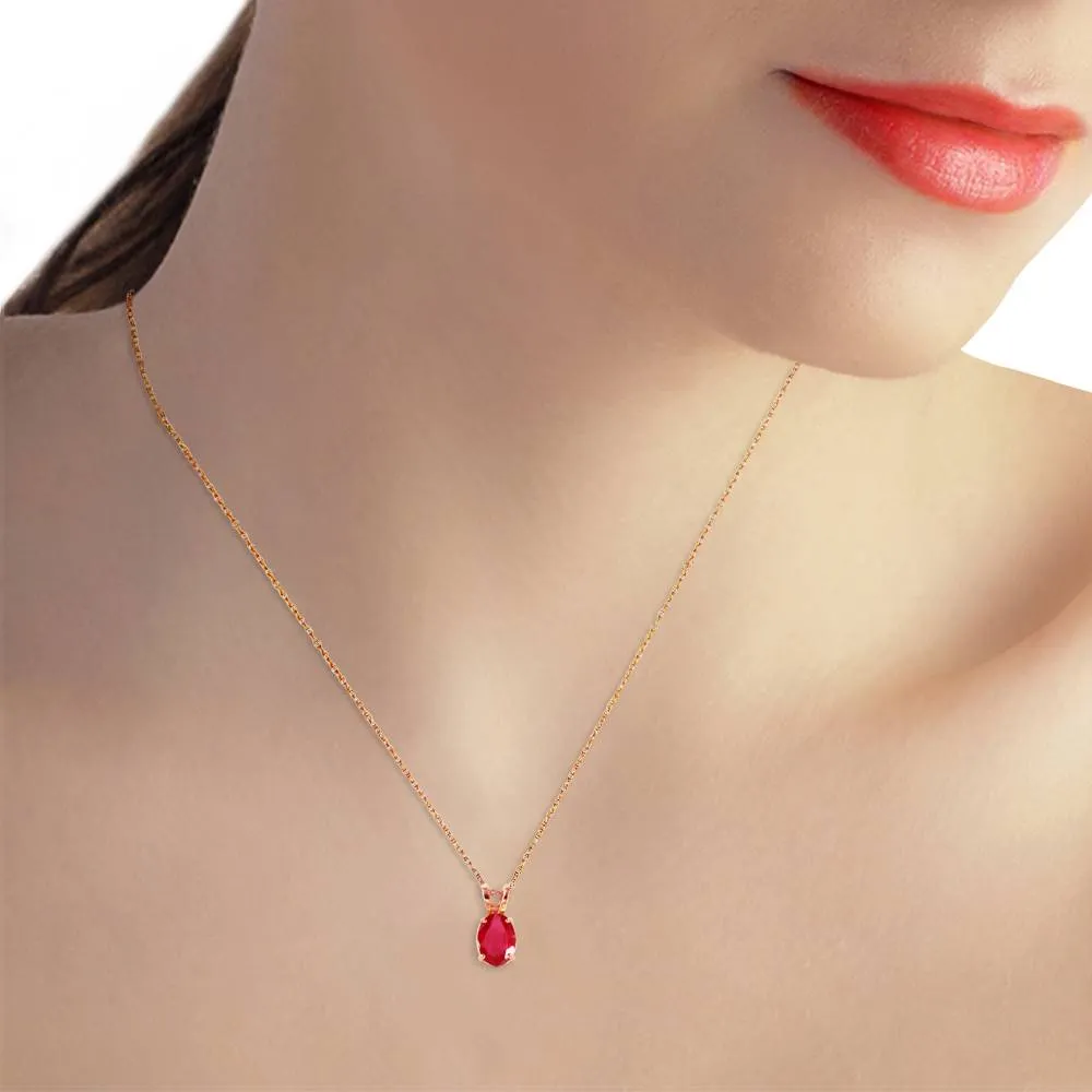 1 Carat 14K Solid Rose Gold Necklace Natural Ruby