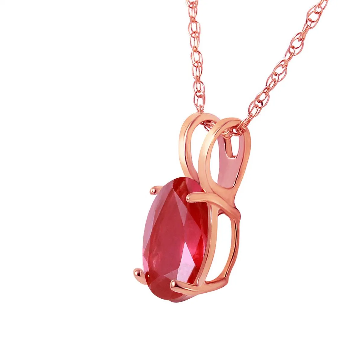 1 Carat 14K Solid Rose Gold Necklace Natural Ruby