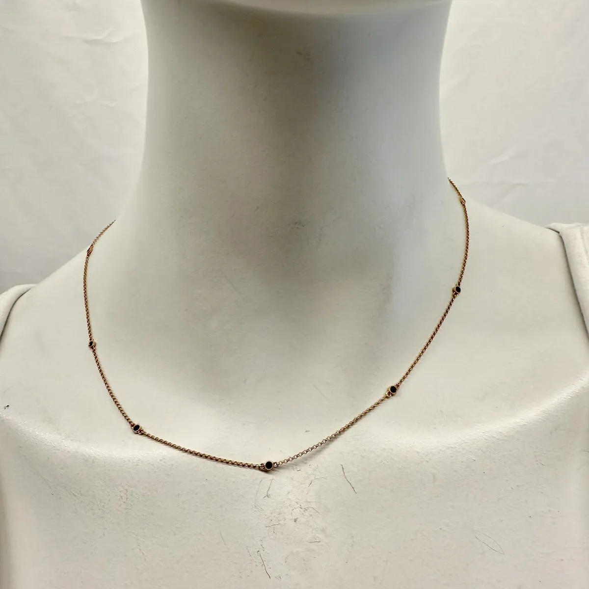 14K Rose Gold Black Diamond by the Yard Station 16" Necklace