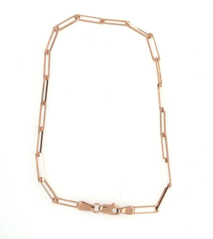14K Rose Gold Paperclip Bracelet