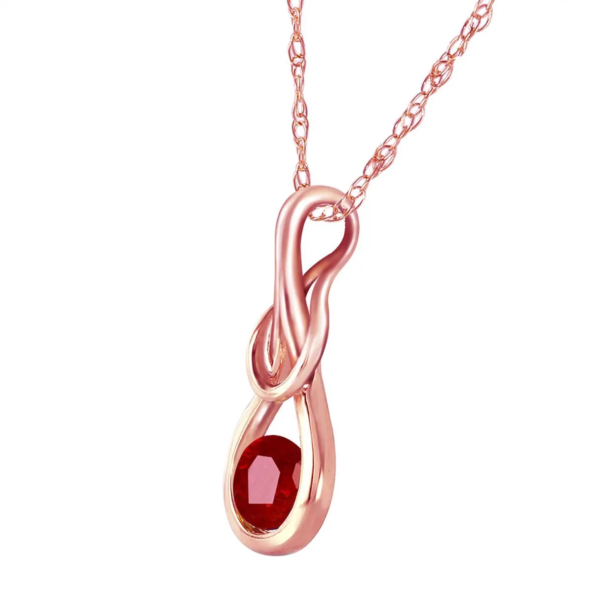 14K Solid Rose Gold Necklace w/ Ruby