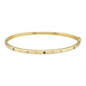 14k Yellow Gold Sapphire & Blue Topaz Diamond Bangle