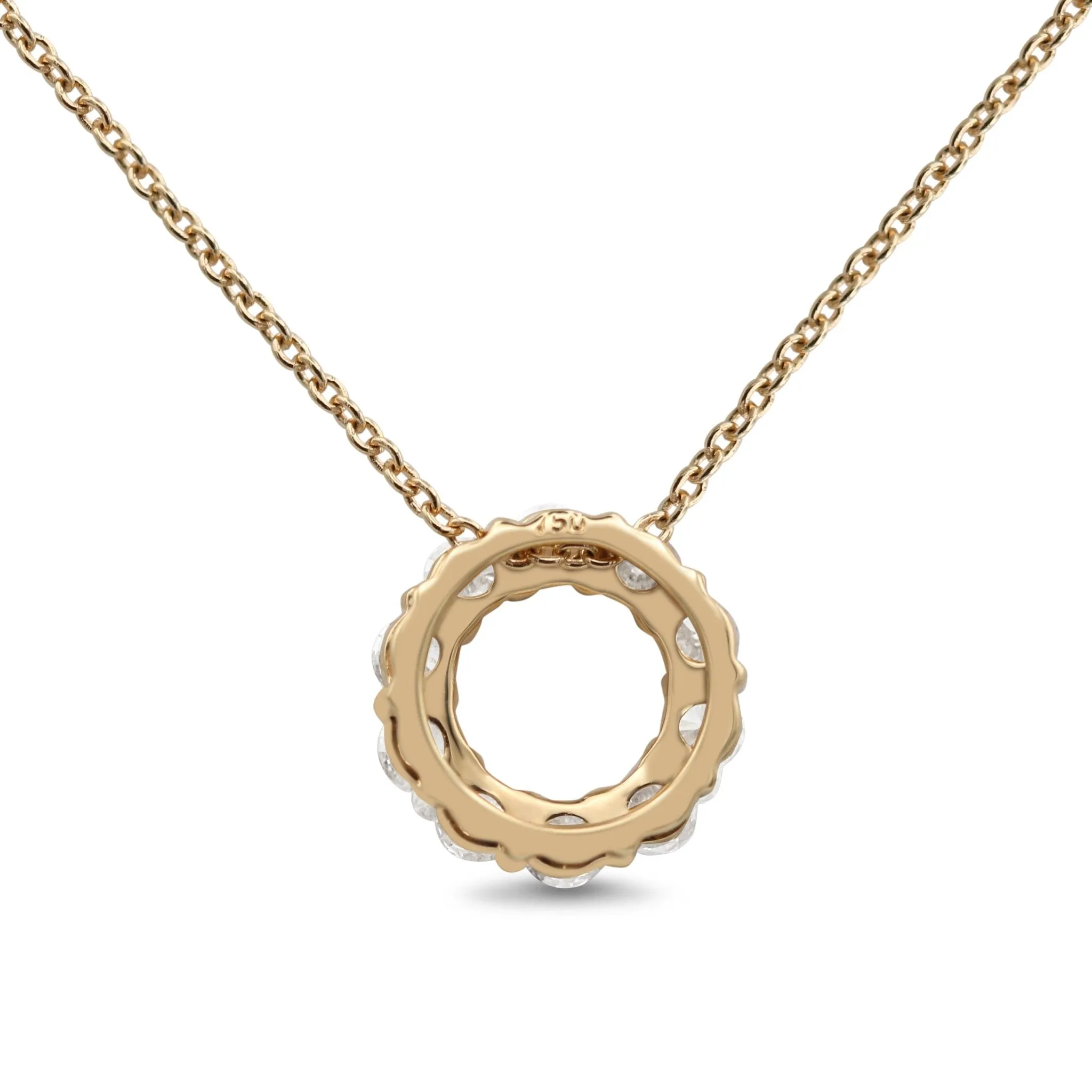 18ct Yellow Gold Diamond Circle Necklace 18"