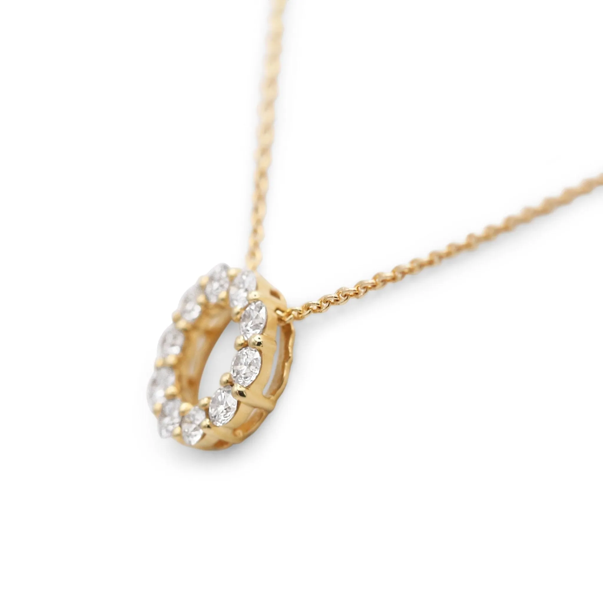 18ct Yellow Gold Diamond Circle Necklace 18"