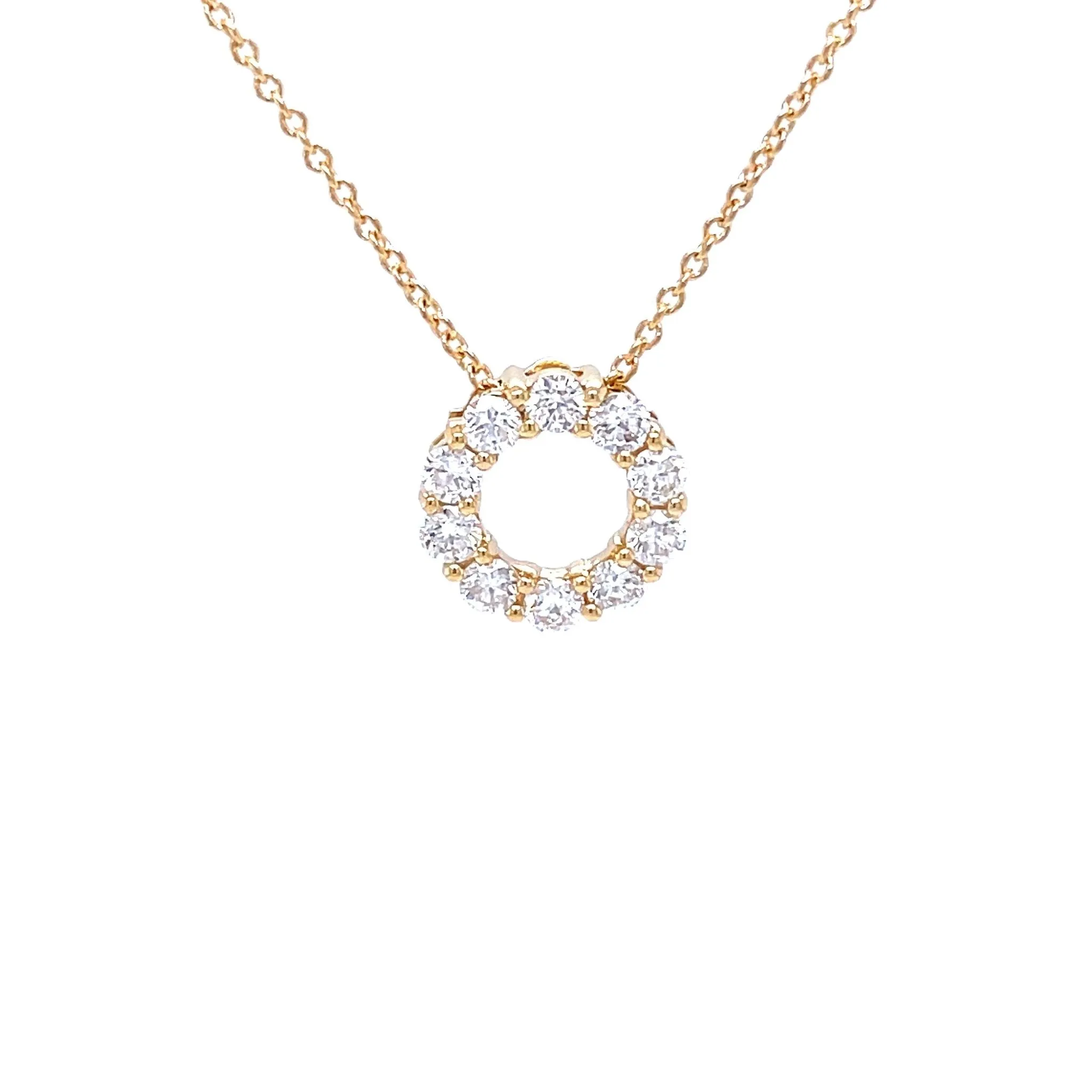 18ct Yellow Gold Diamond Circle Necklace 18"