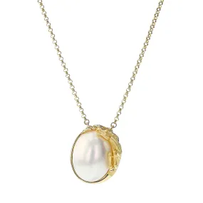 18K Yellow Gold Mabe Pearl Horse Pendant