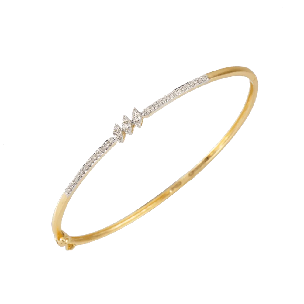 18KT (750) Yellow Gold And Diamond Bangle For Women