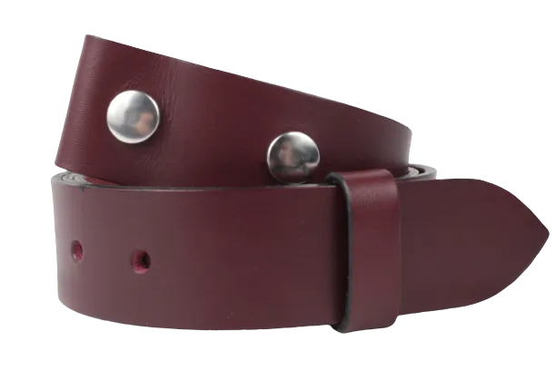 2 Inch Wide (50mm) Burgundy Leather Belt Strap Made to Measure