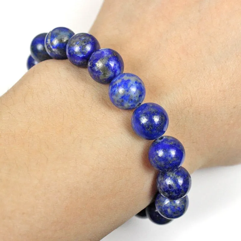 6/8/10/12MM 100% Natural Lapis Lazuli Bead Bracelet