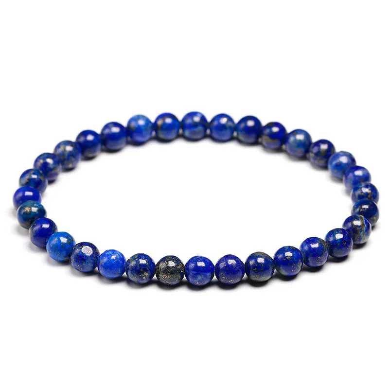 6/8/10/12MM 100% Natural Lapis Lazuli Bead Bracelet