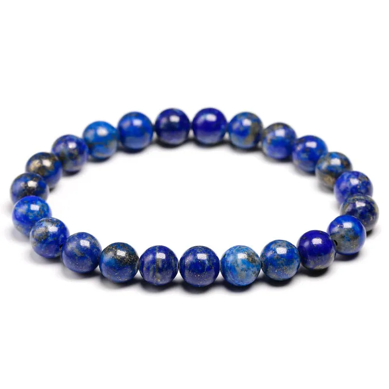 6/8/10/12MM 100% Natural Lapis Lazuli Bead Bracelet