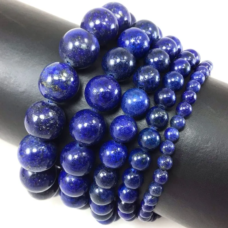 6/8/10/12MM 100% Natural Lapis Lazuli Bead Bracelet