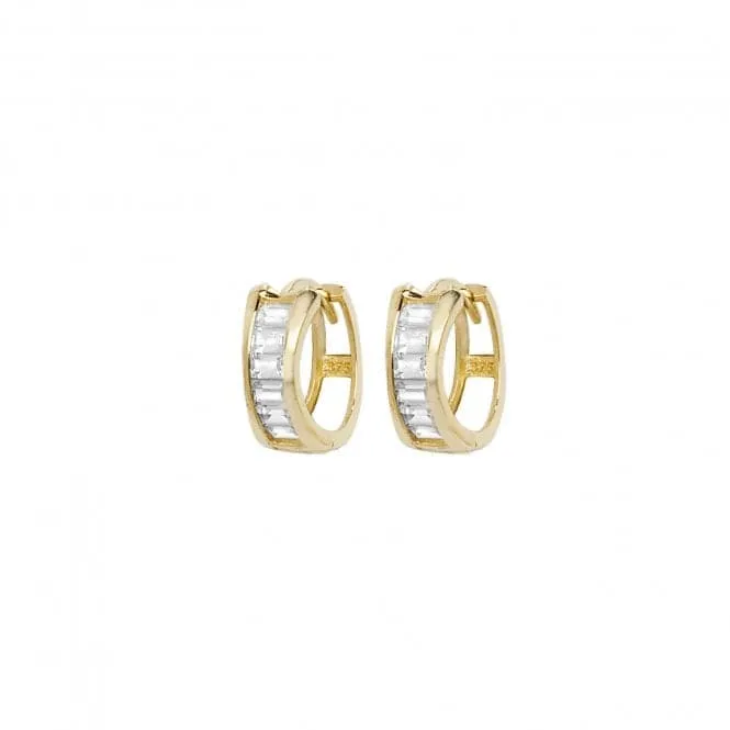 9ct Yellow Gold Hinged Zirconia Earrings ER1148
