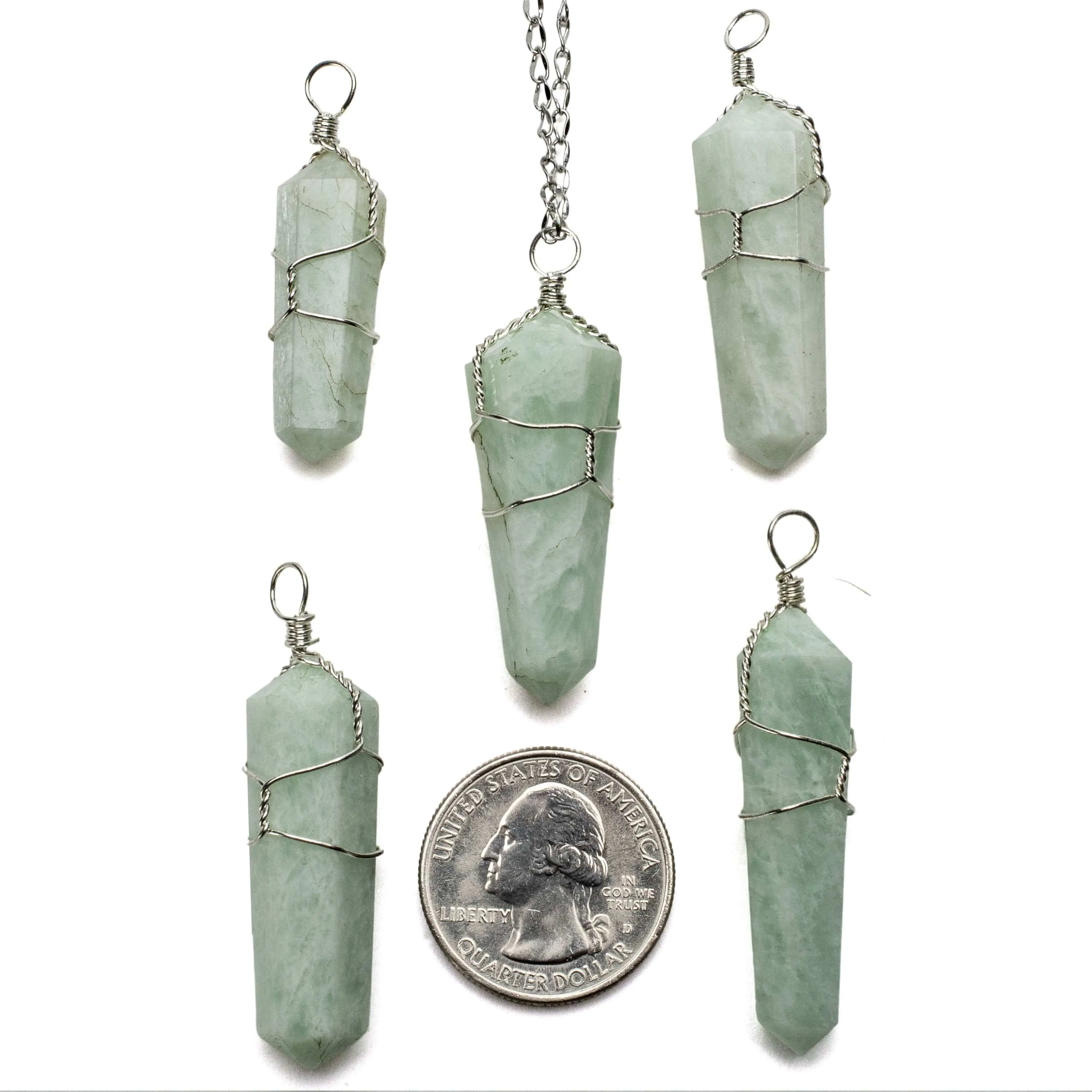 Amazonite Point Healing Stone Pendant on Necklace