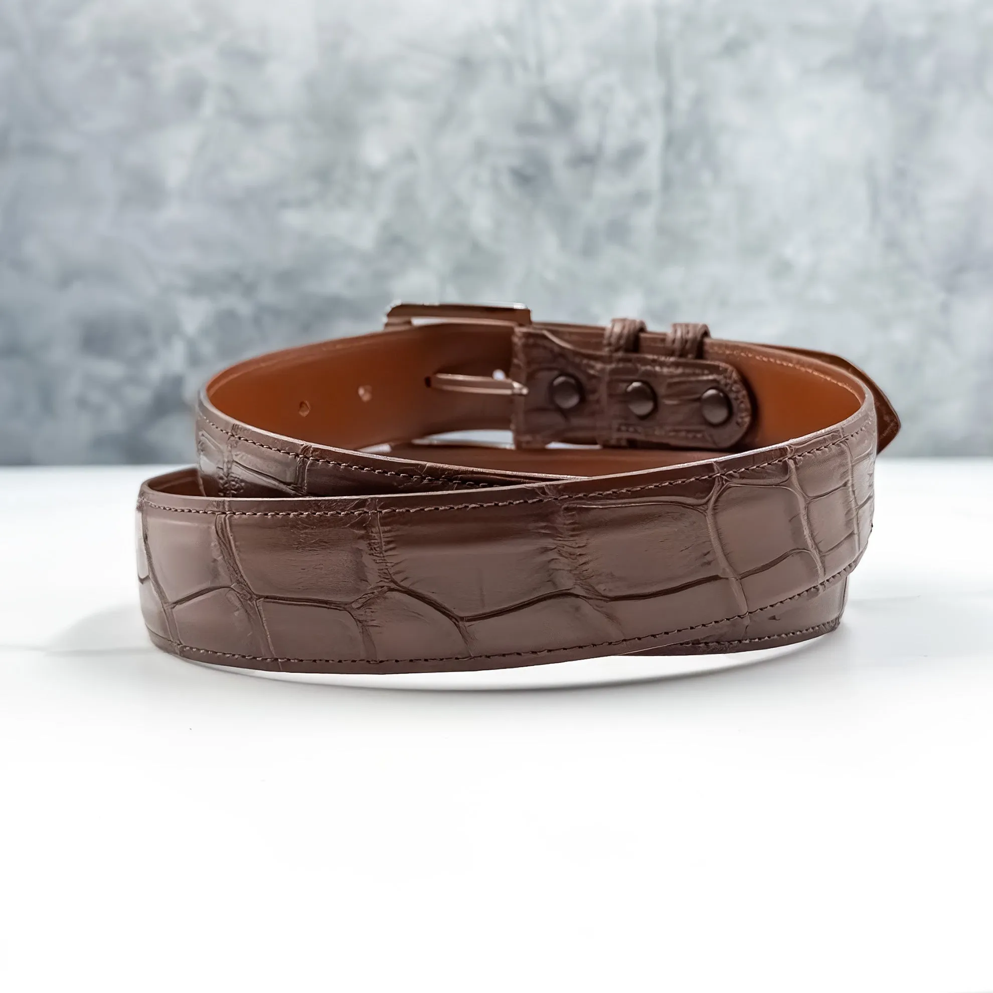American Matte Alligator Belt One Piece: Tobacco