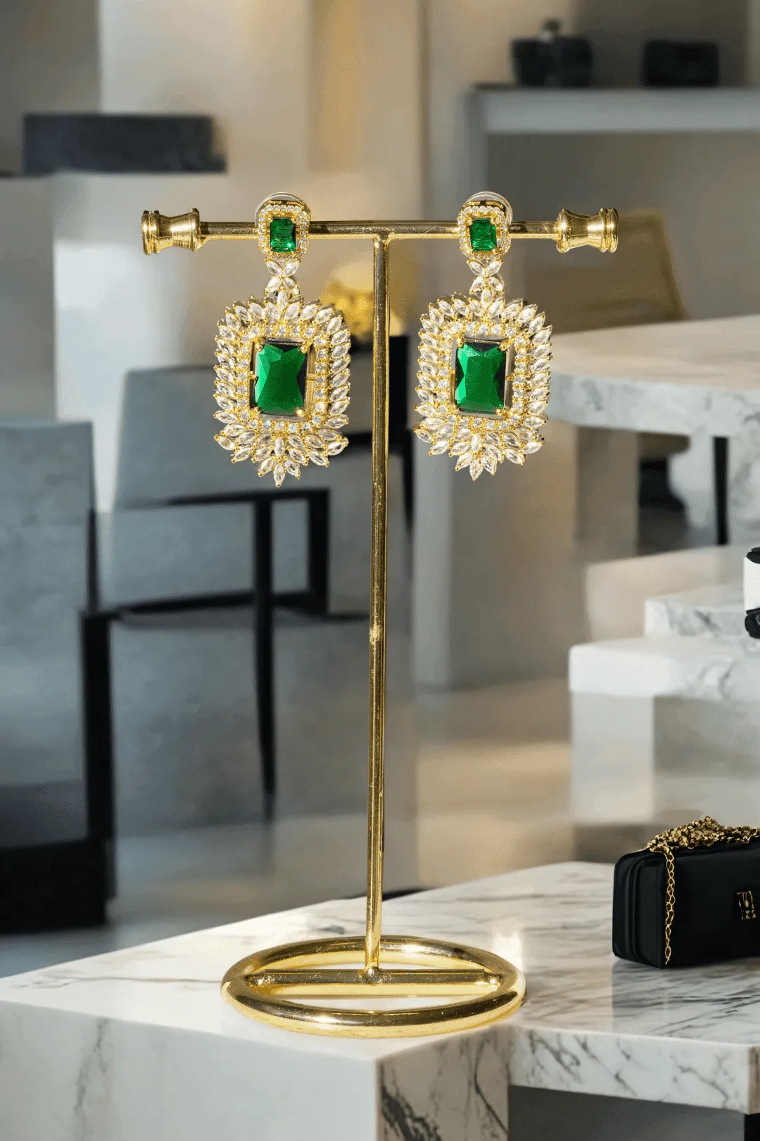 Amisha - Triple Layer Diamante Accent AD Necklace Set
