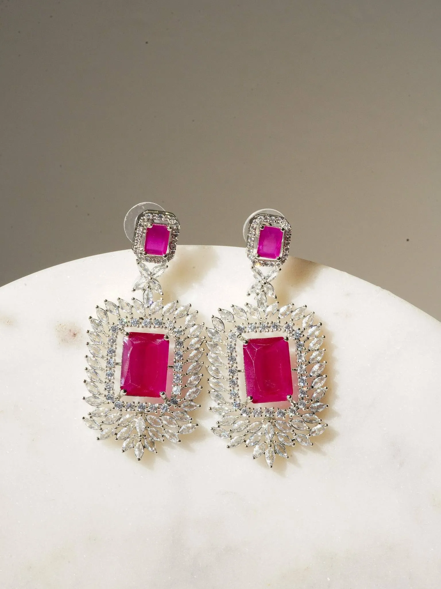 Amisha - Triple Layer Diamante Accent AD Necklace Set