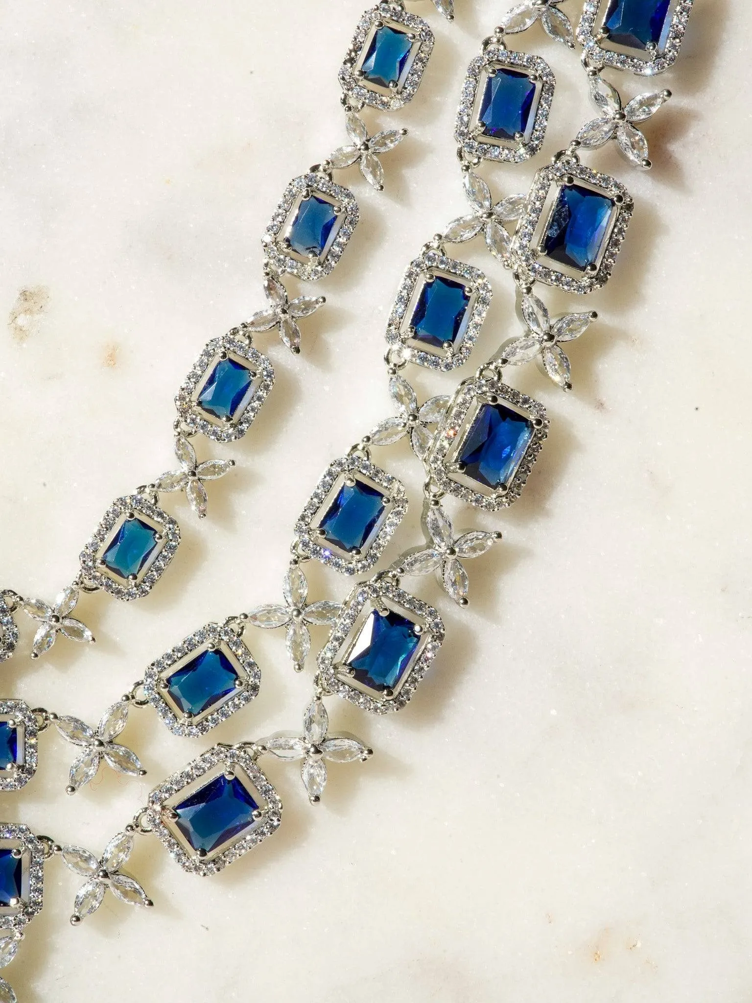 Amisha - Triple Layer Diamante Accent AD Necklace Set