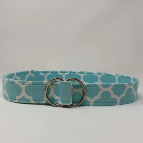 Aqua Trefoil D-Ring Belt by Oliver Green