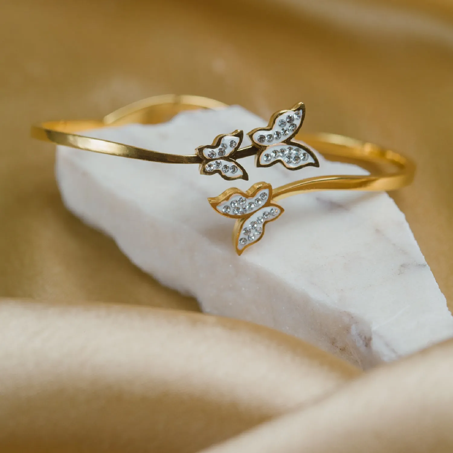 Artklim Gold Plated Butterfly Bangle Bracelet