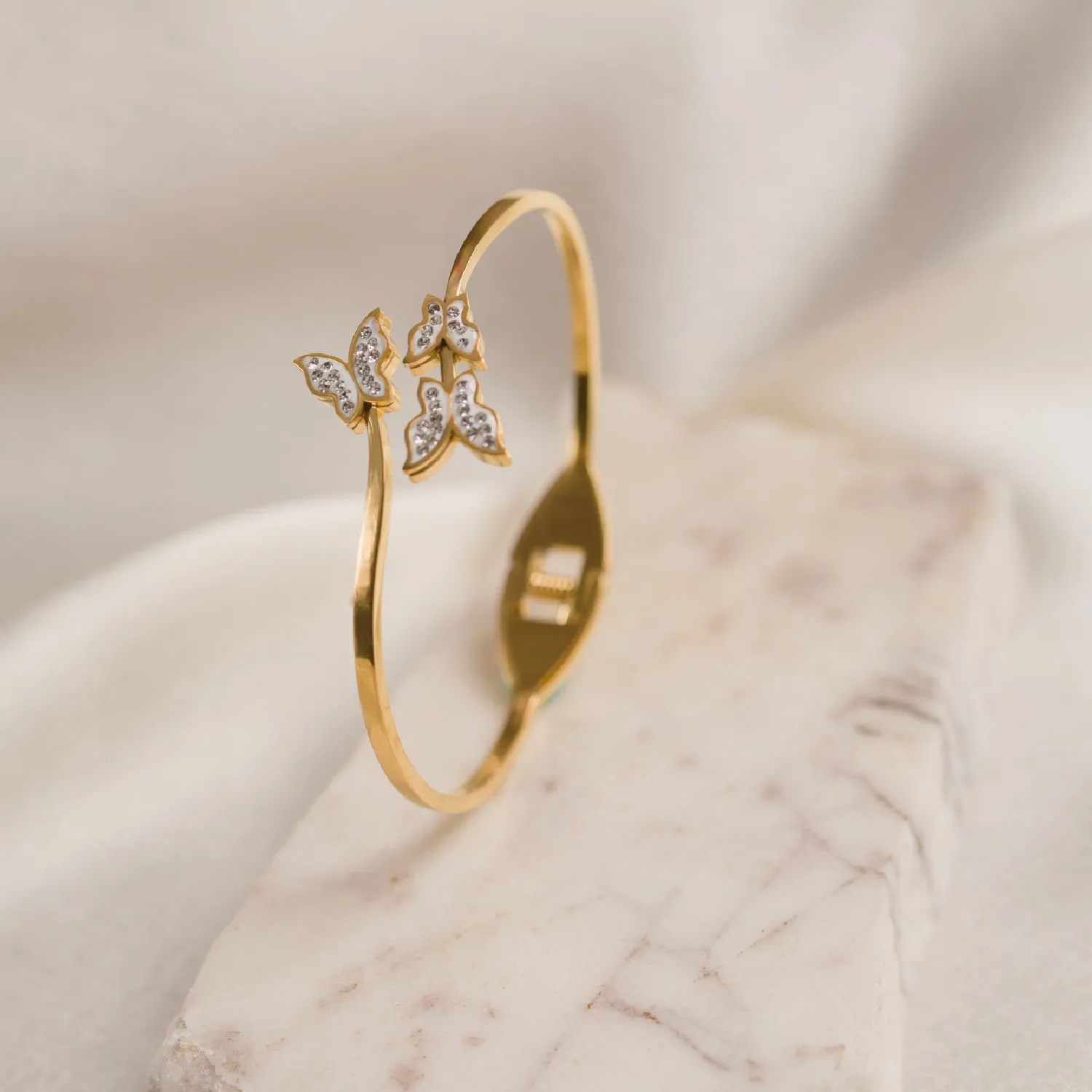 Artklim Gold Plated Butterfly Bangle Bracelet