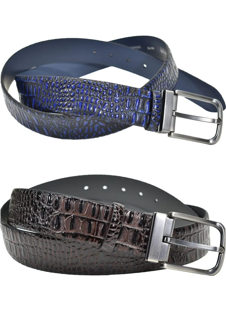B08 Stamped Horn Back Croc Leather Belt