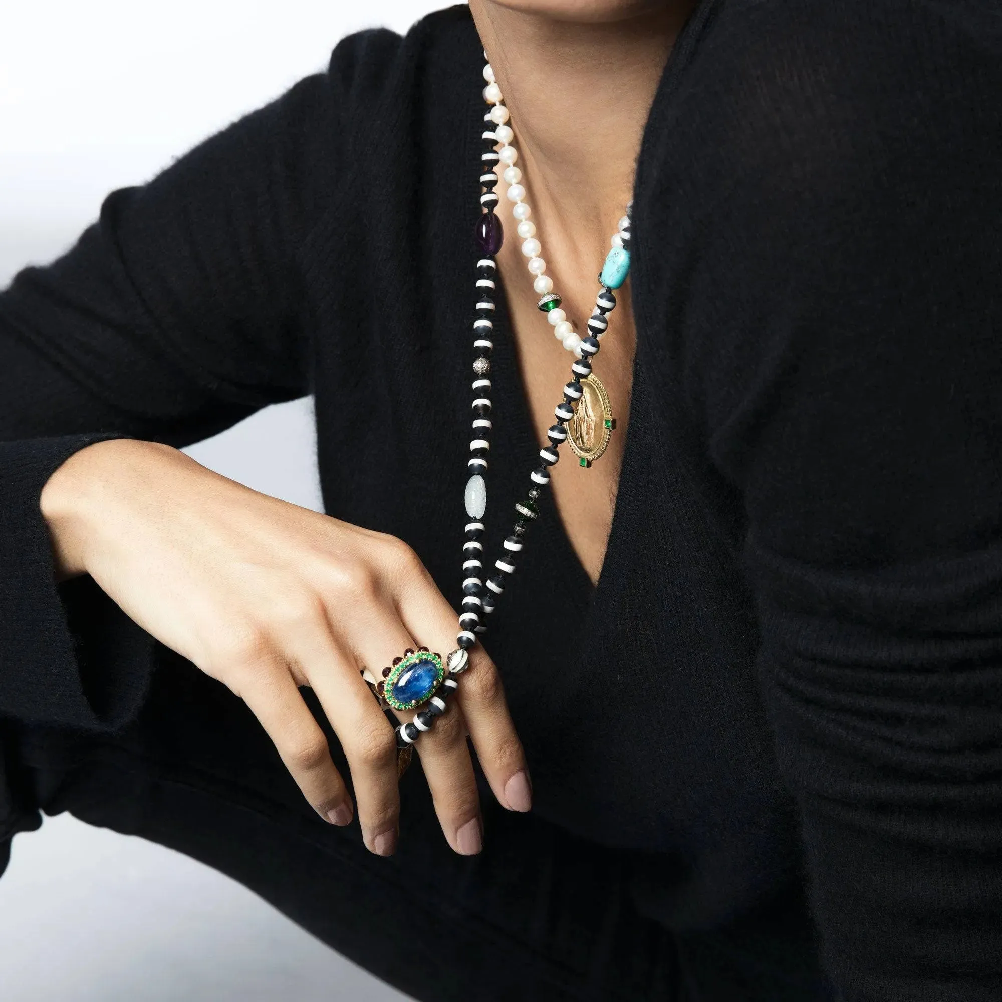 Black Agate Stripe Necklace 20 (75cm)