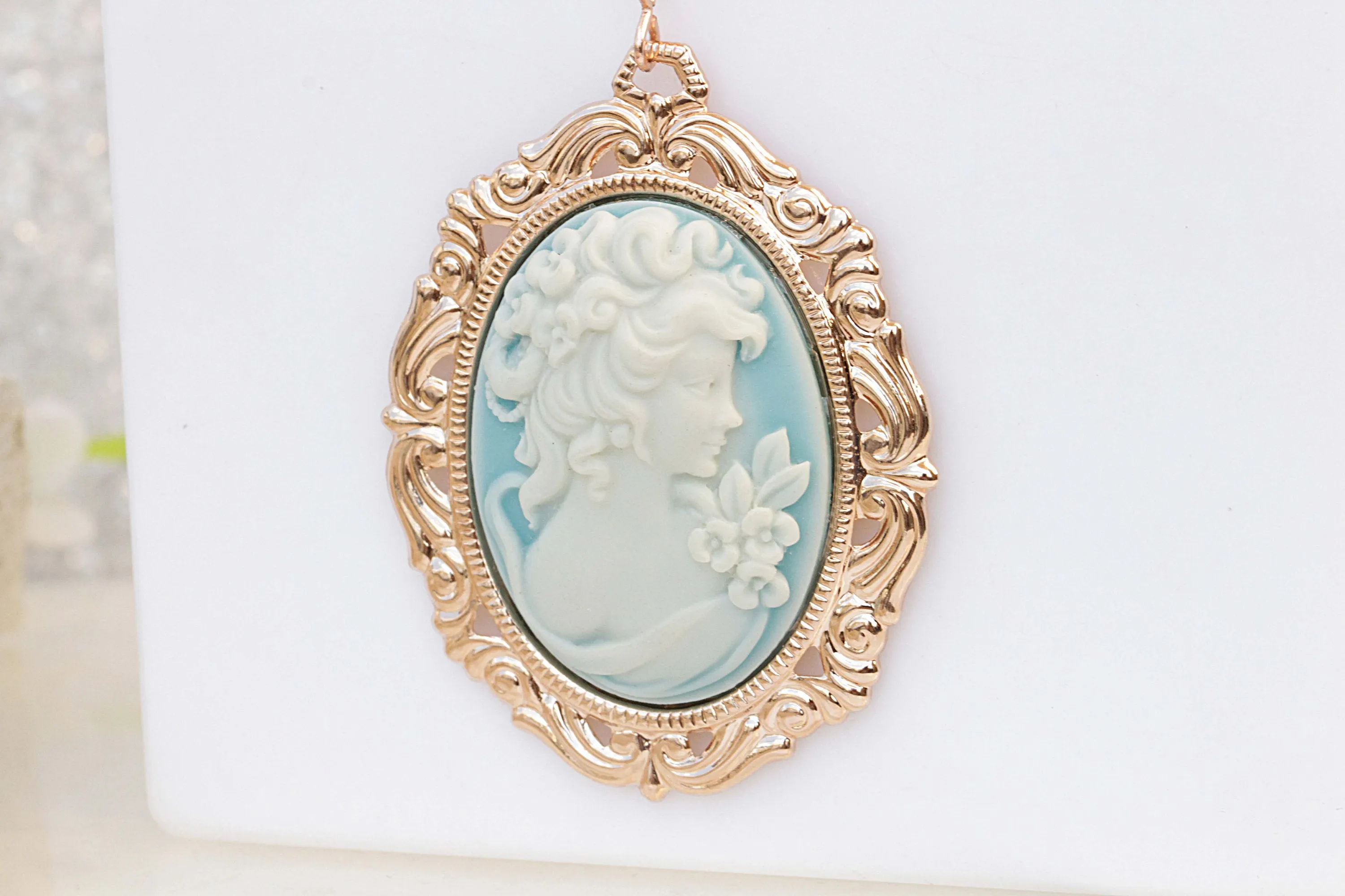 BLUE Cameo Necklace