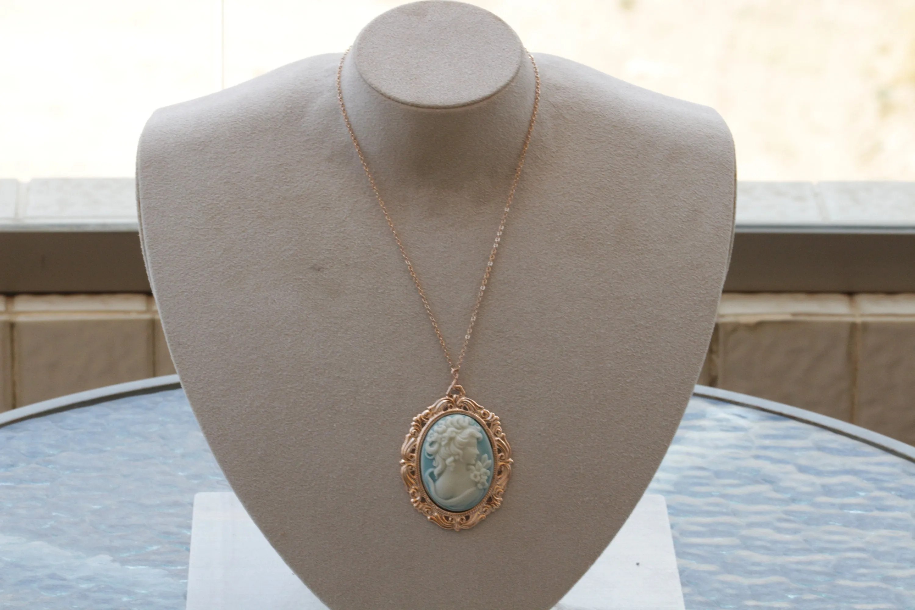BLUE Cameo Necklace