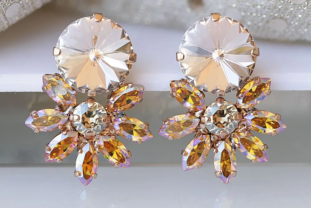 BRIDAL PEACH EARRINGS