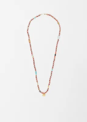 Brown Agate Stripe Beaded Necklace 70cm