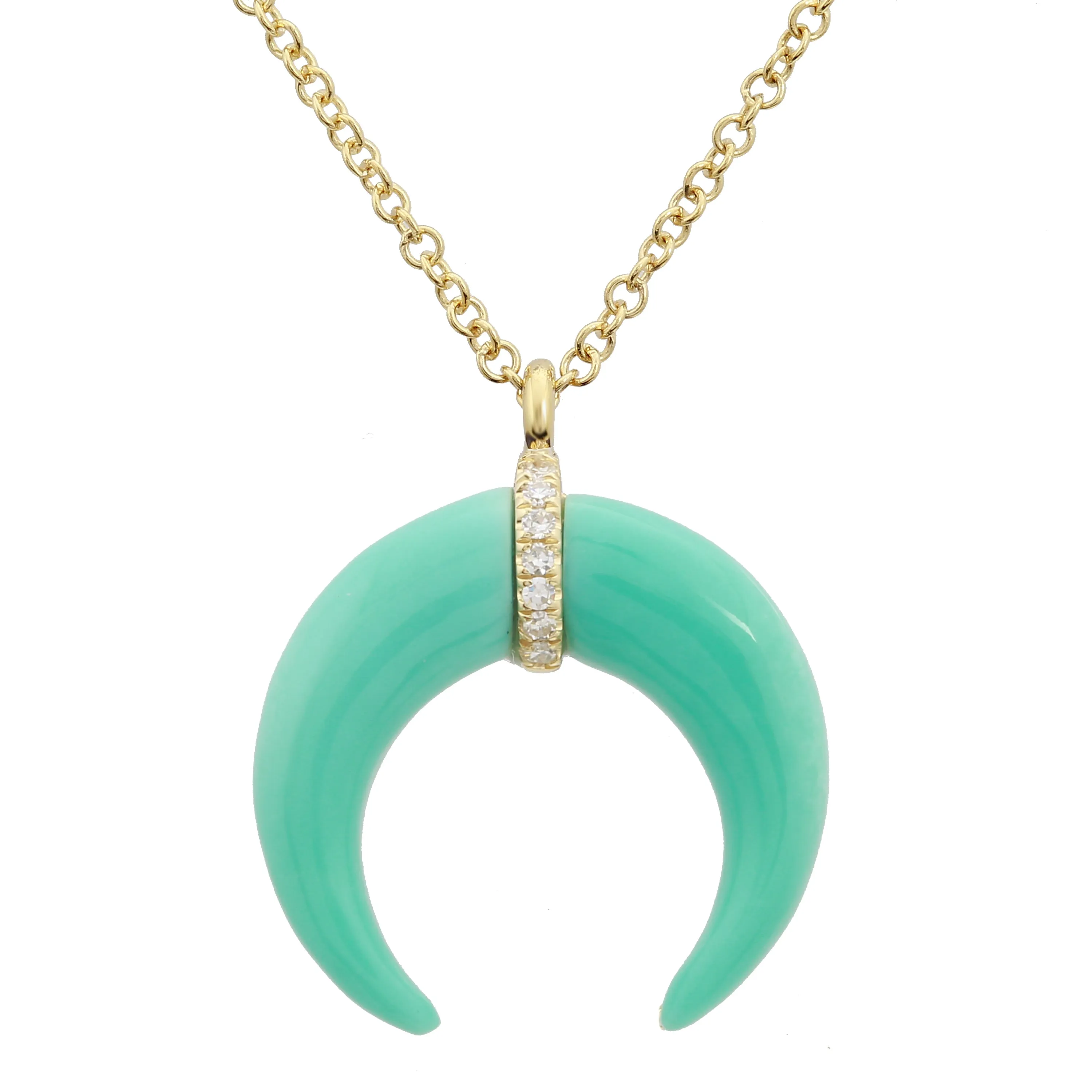 Crescent Horn Gemstone Pendant Necklace