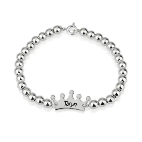 Crown Bead Bracelet Sterling Silver