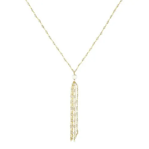 Crystal with Tassle Necklace