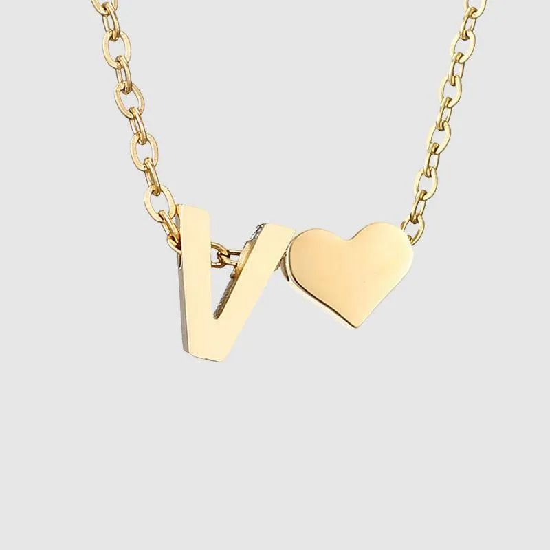 Dainty Initial Heart Necklace