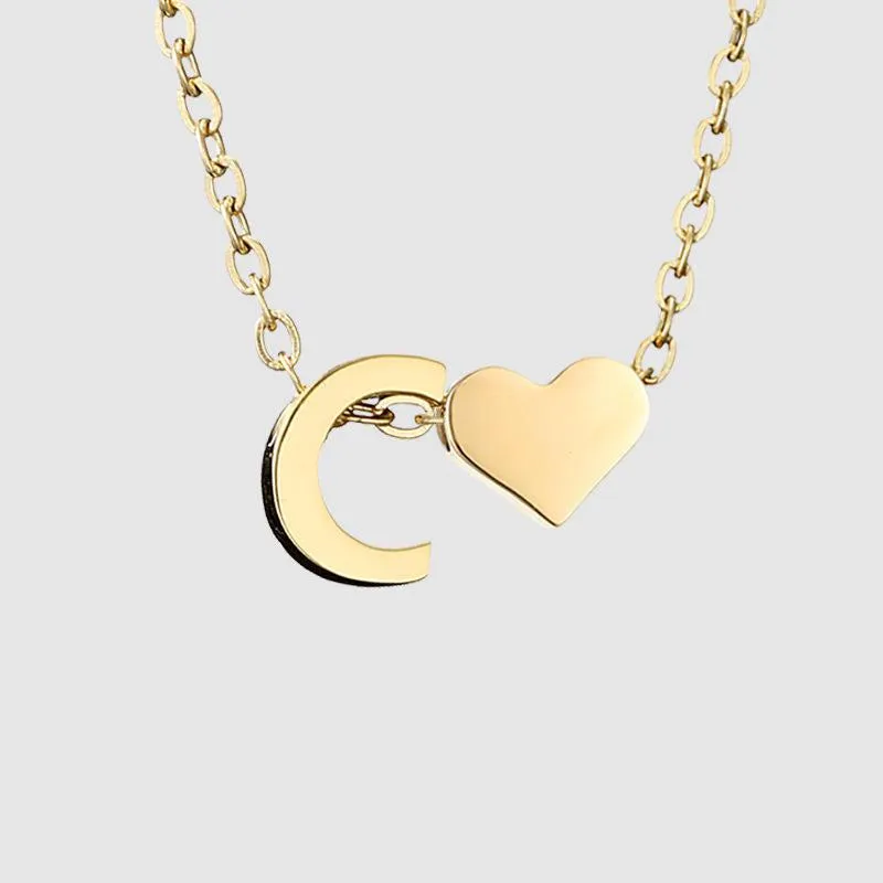 Dainty Initial Heart Necklace