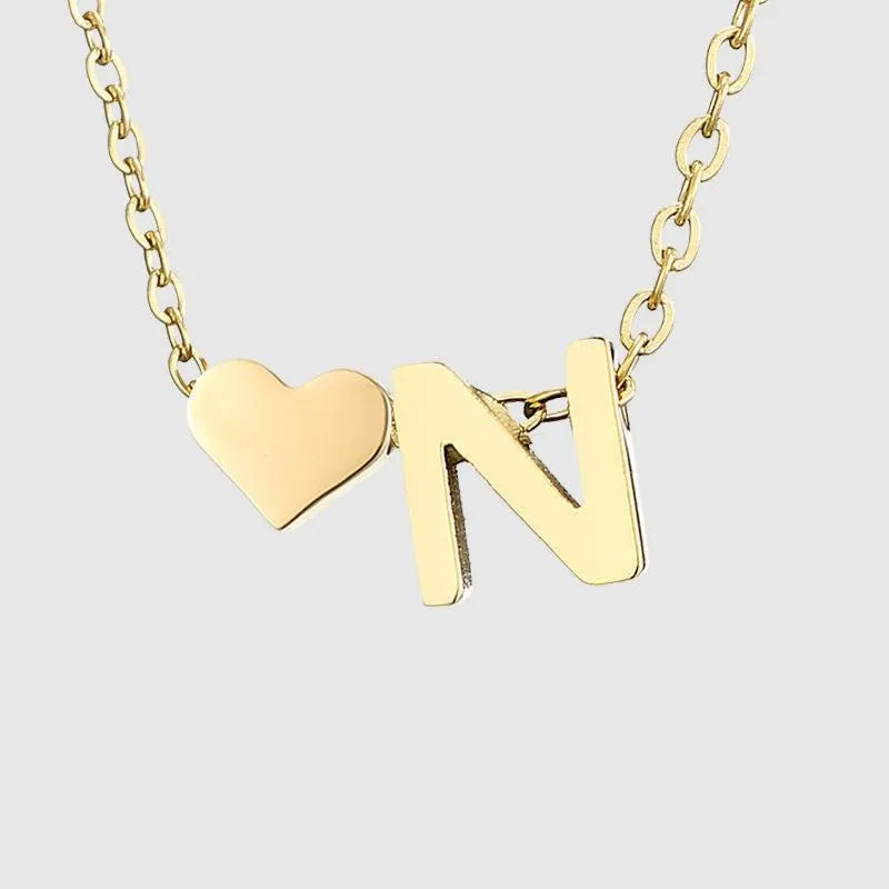 Dainty Initial Heart Necklace