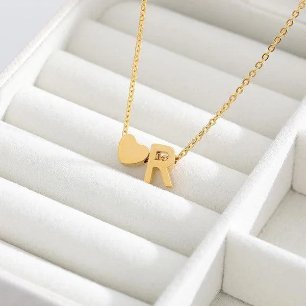 Dainty Initial Heart Necklace