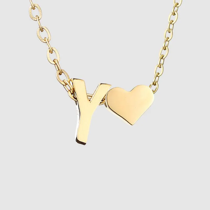 Dainty Initial Heart Necklace