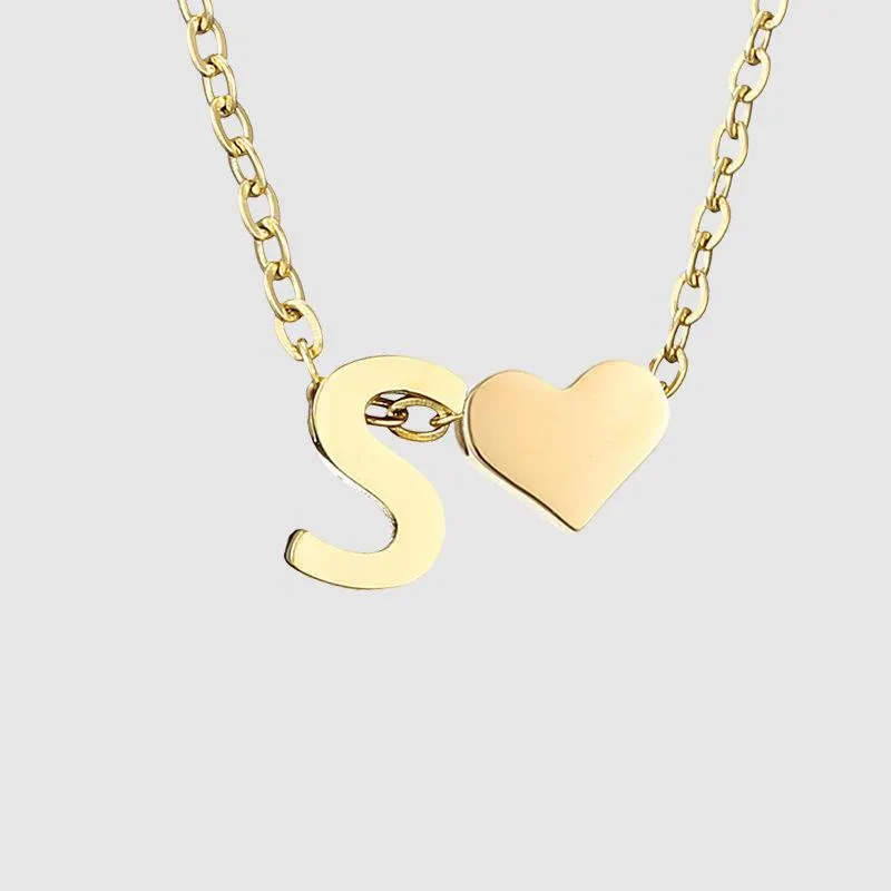 Dainty Initial Heart Necklace