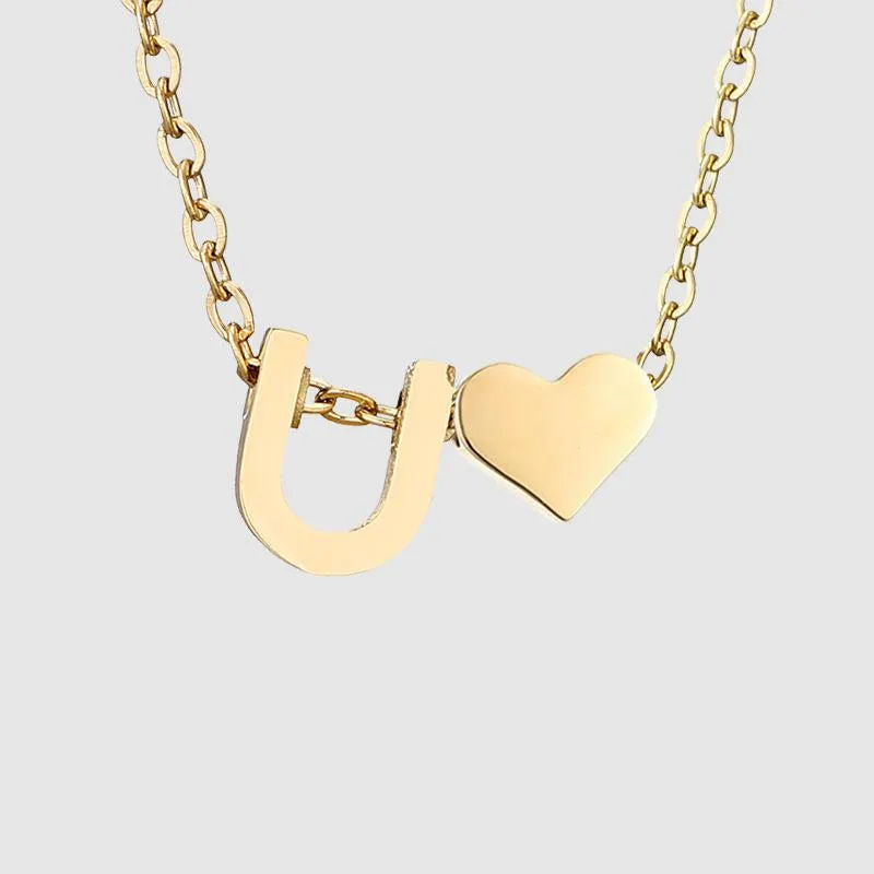 Dainty Initial Heart Necklace