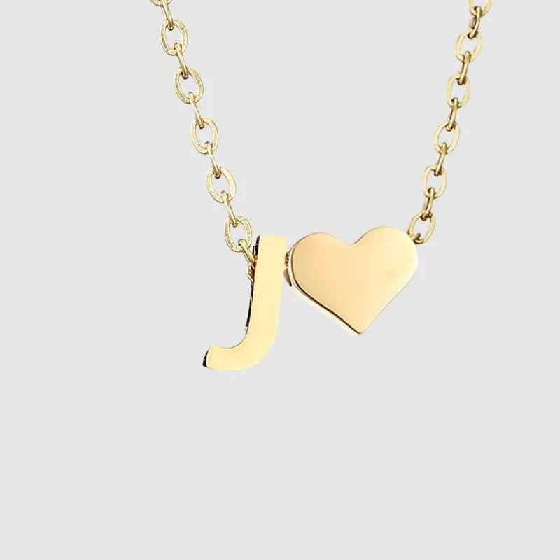 Dainty Initial Heart Necklace