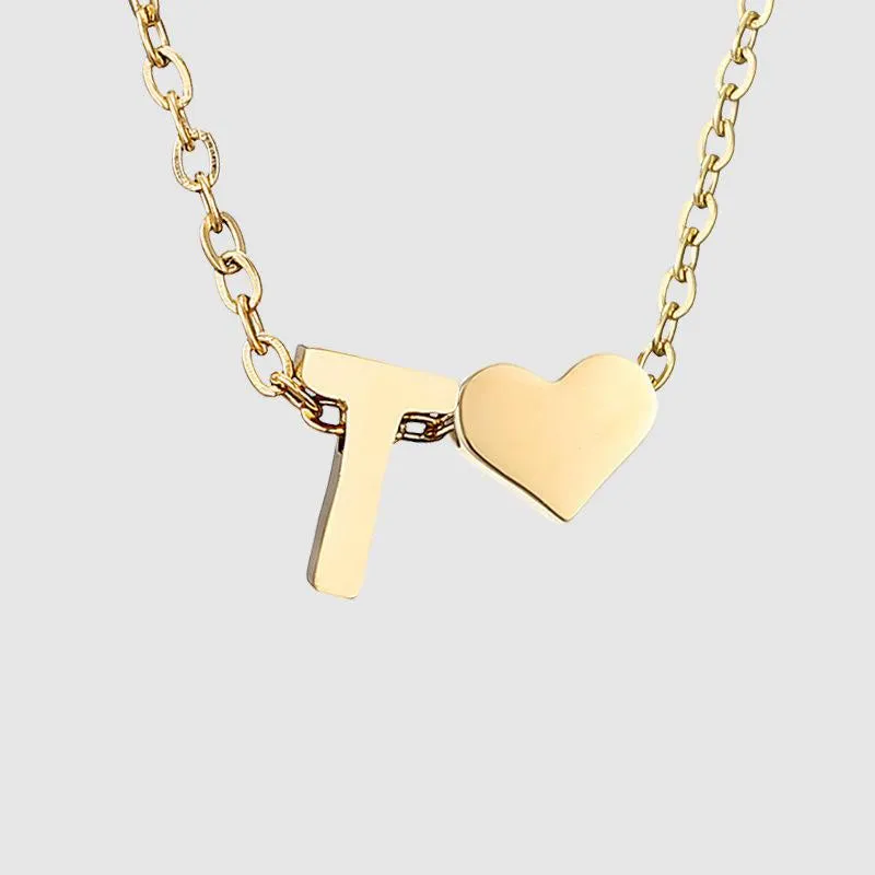 Dainty Initial Heart Necklace
