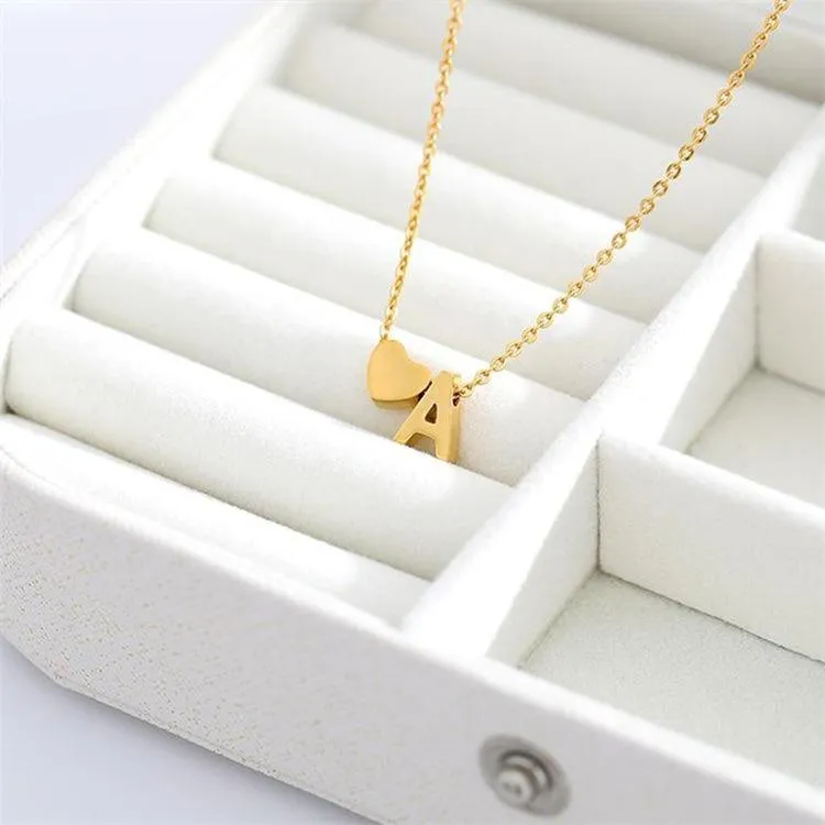 Dainty Initial Heart Necklace