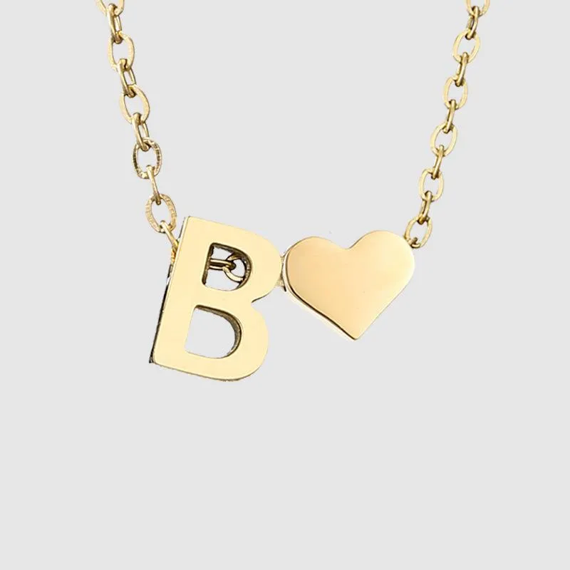 Dainty Initial Heart Necklace