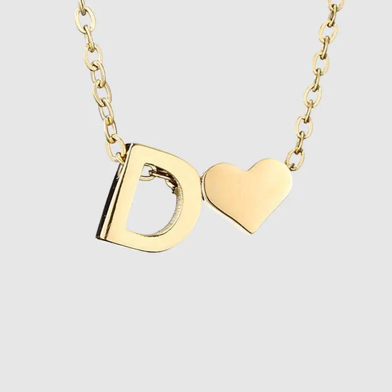 Dainty Initial Heart Necklace