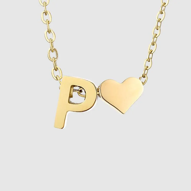 Dainty Initial Heart Necklace