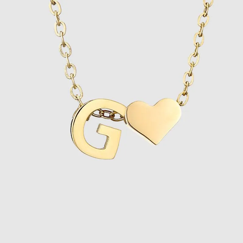 Dainty Initial Heart Necklace