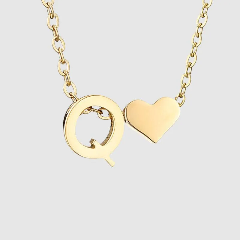 Dainty Initial Heart Necklace